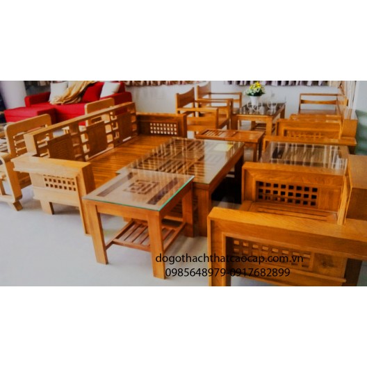 Bàn ghế salon tay họp gỗ keo SL11