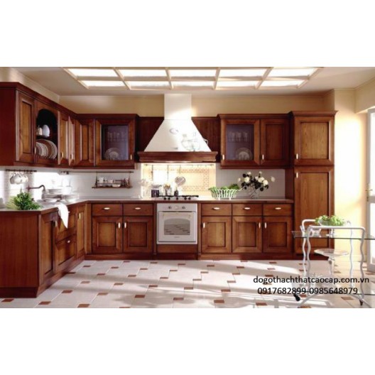 Tủ bếp gỗ xoan đào TB17