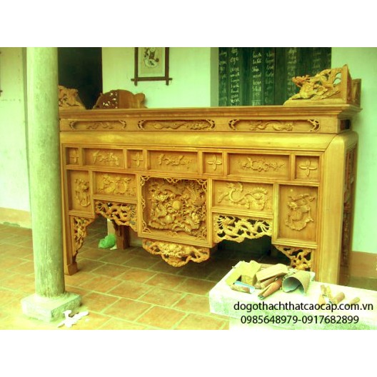Bàn thờ án gian gỗ dổi đẹp AG02