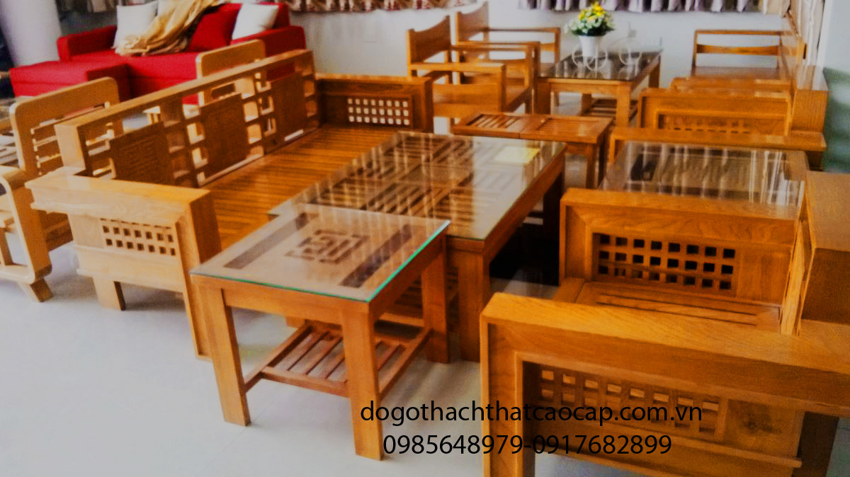 Bàn ghế salon tay họp gỗ keo SL11