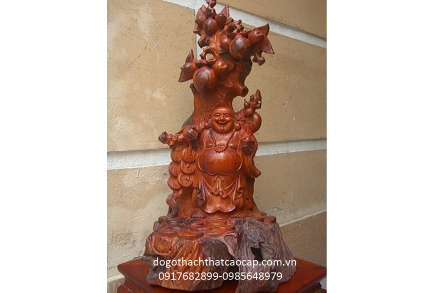 Tượng gỗ  Di lặc cành đào TG09