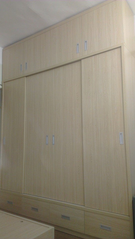 Tủ quần áo gỗ min cánh lùa 4 buồng TQA-02
